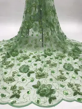 

rose flower pattern embroidered net lace fabric with shining sequins african lace nigeria tulle net fabric for fashion dress