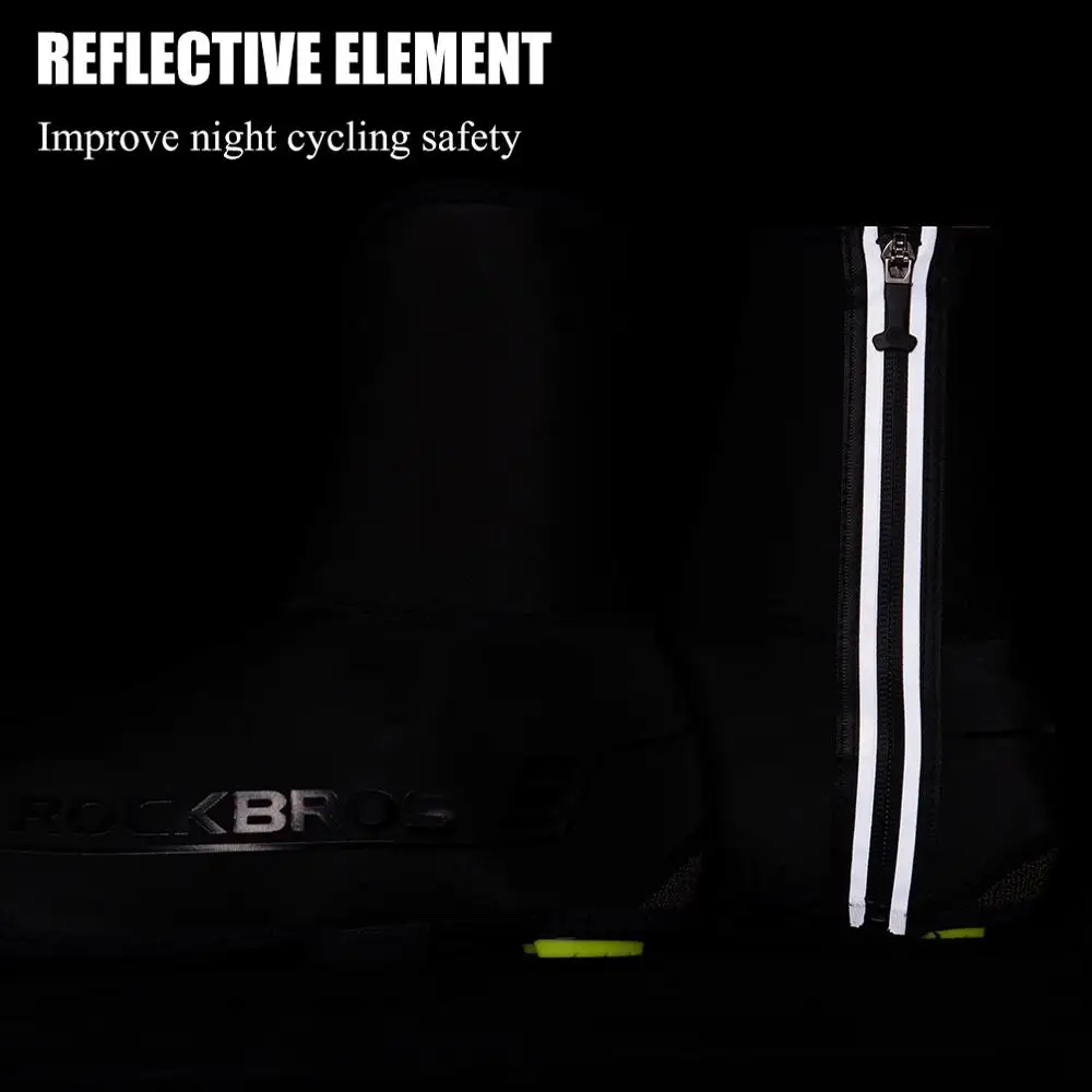 Bicycle Shoe Covers ROCKBROS Winter Cycling Shoe Cover MTB Warmer Overshoes Bike Bicycle Shoes Covers Reflective Windproof Waterproof Protector