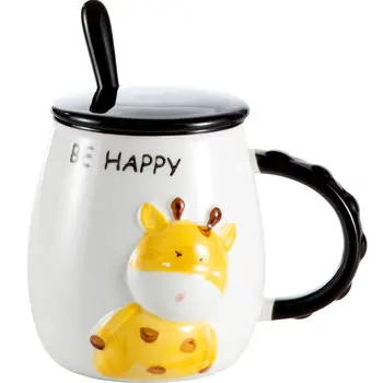 

Creative Ceramic Cup Cute Home Mug with Lid Spoon Cartoon Cup Couple Coffee Cup Christmas Mug Cute Cup Coffee Mugs Funny