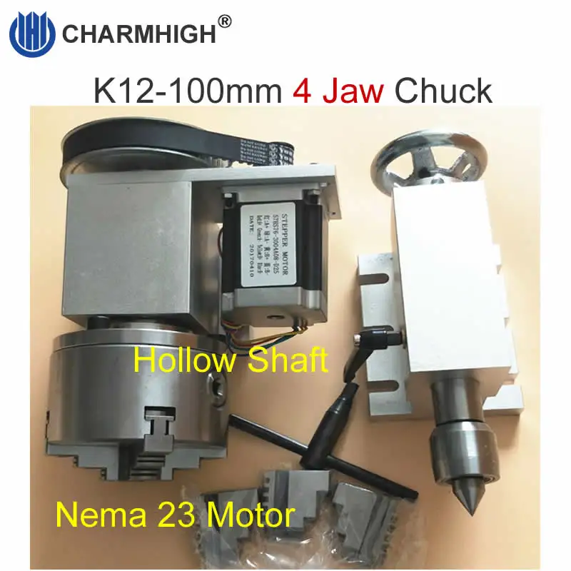 K12-100mm 4 Челюсти 100 мм патрон CNC 4-я ось (A aixs вращающаяся ось) + задняя часть для 3D
