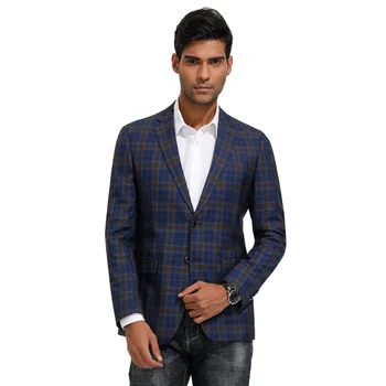 

formal coat clothes Men's tops Two-Button Blazer Coat Notch Lapel Split Back Stylish Grid Pattern blazer business work wear male