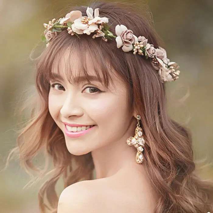 Newly Women Ladies Girl Sweet Princess Headband Floral Crown Flower Hairband Wedding Party Hair Garland Summer