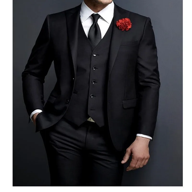 Bruidegom Smoking Black Bruidsjonkers Peak Revers Custom Made Bruiloft  Diner Pak Kostuum Homme Man Bruidegom (Jas + Broek + tie + Vest)|Suits| -  AliExpress