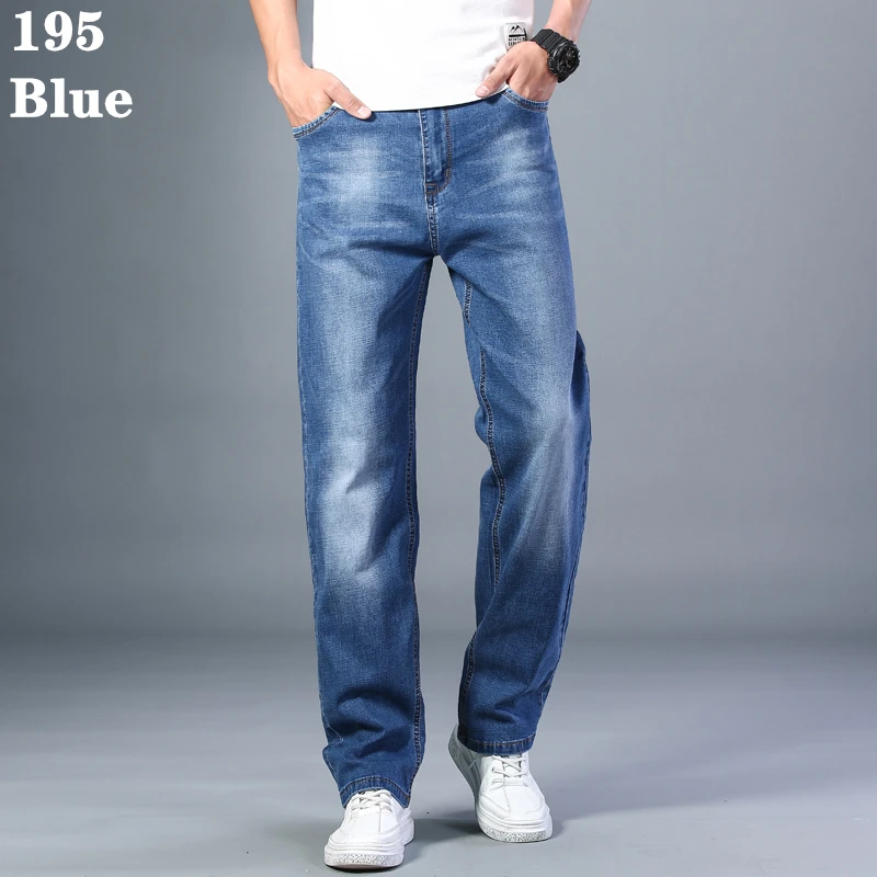 SHAN BAO cotton stretch men's straight loose loose summer thin jeans 2021 spring classic brand casual lightweight jeans blue