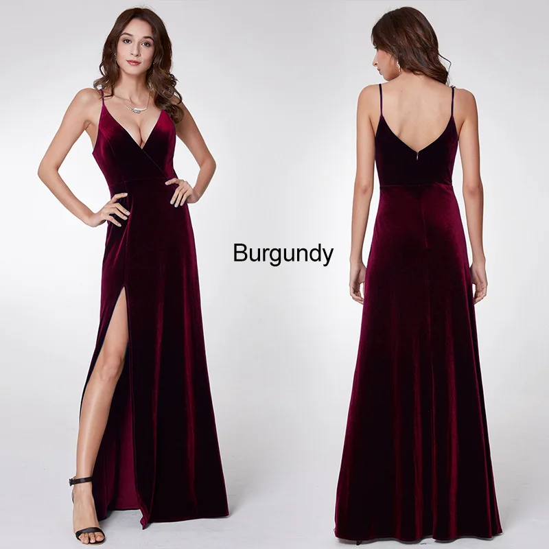 Skyyue вечернее платье элегантный v-образным вырезом Спагетти ремень Прямые Вечерние платья Сплит размера плюс длина пола формальное платье De Soiree C402