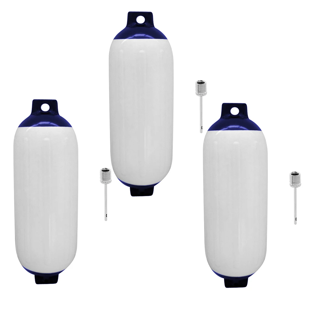 

3pcs Inflatable Marine Boat Fender with Reinforced Eyes UV Protection 11x40cm