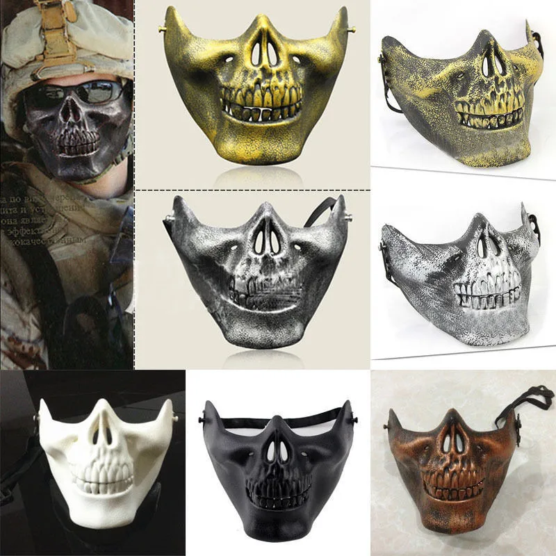 Men Half Face Skull Skeleton Mask Halloween Mask Party Cosplay Costume Horror Masks