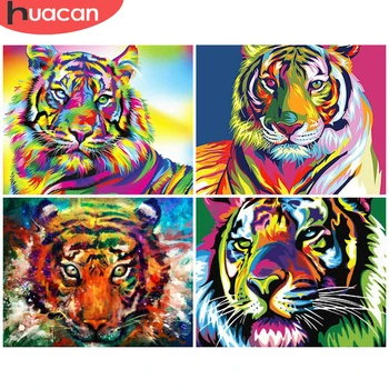 

HUACAN Painting By Numbers Animal Drawing On Canvas HandPainted Art Gift DIY Picture By Number Colorful Tiger Kits Home Decor