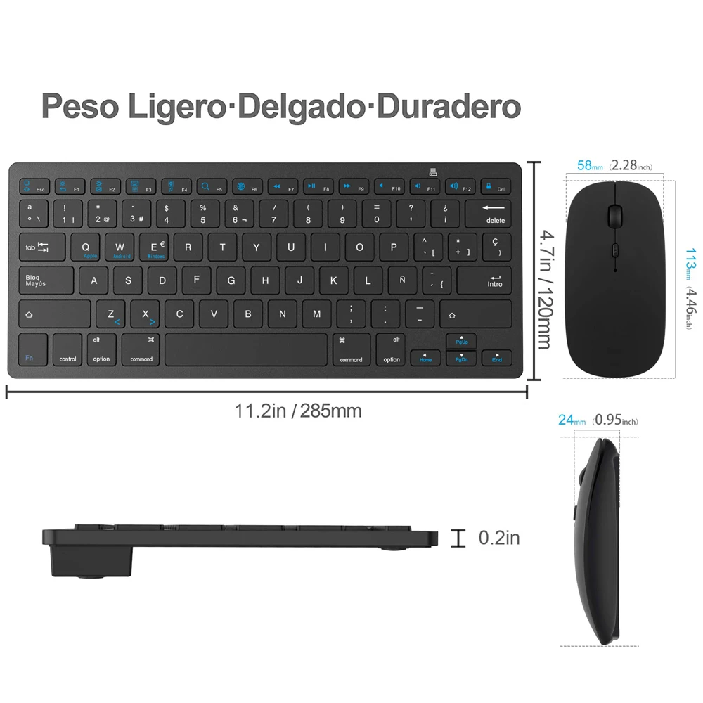 Espanhol bluetooth teclado mouse combinação bluetooth ratos