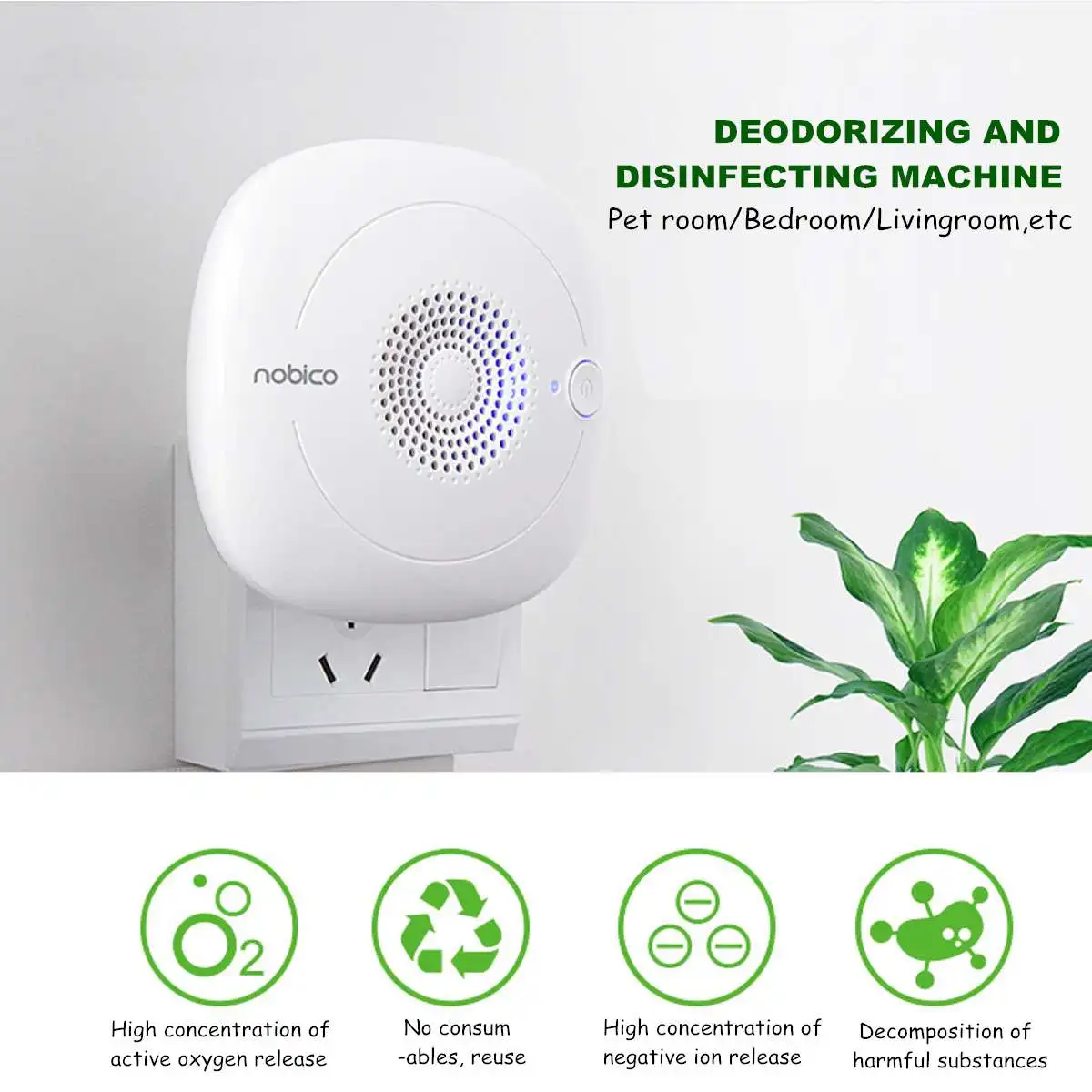 

AC100-240V Air-Purifier Ionizer Generator FILTER Ozone Generator Purification Toilet Deodorizer Pet Deodorizer Home