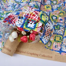 Красочные печатные кружева выдалбливают ткань для женского платья DIY Свадебная вечеринка события скатерти украшения платья ширина 125 см