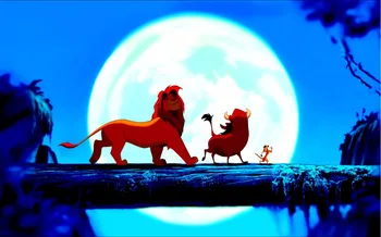 

7x5FT Moon Blue Night Sky Lion King Simba Bodyguard Log Bridge Custom Photo Studio Backdrop Background Vinyl 220cm x 150cm