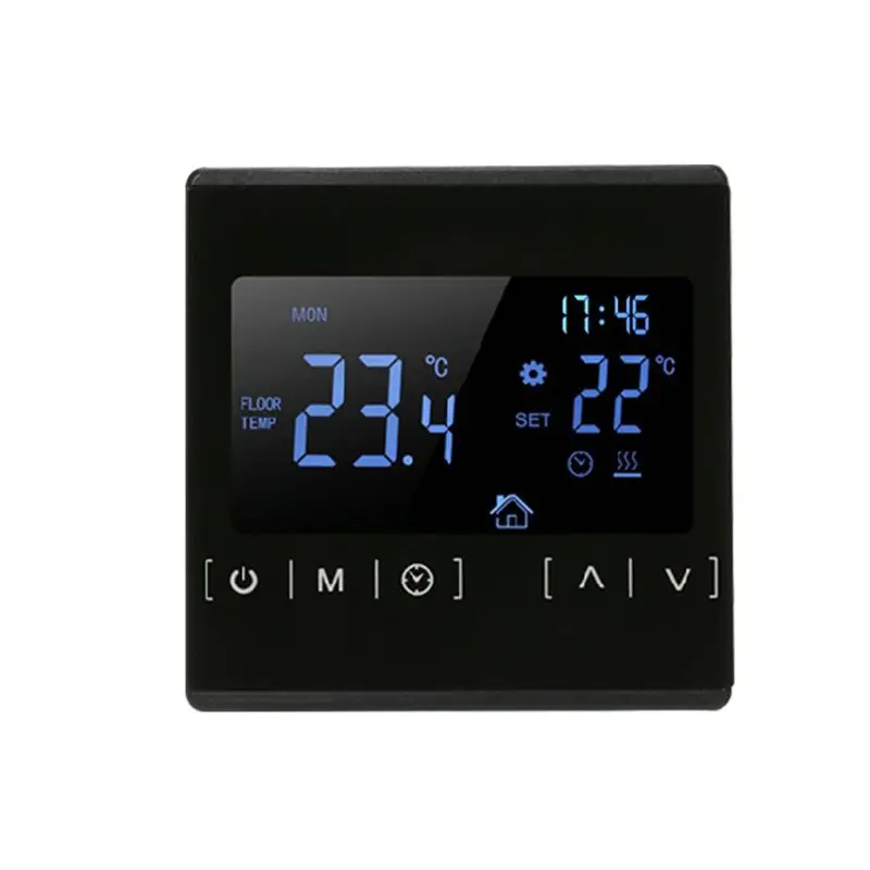 

High-power Electric Heating Floor Heating Thermostat Touch Screen Black Backlight Dual-temperature Dual-control Floor Heating
