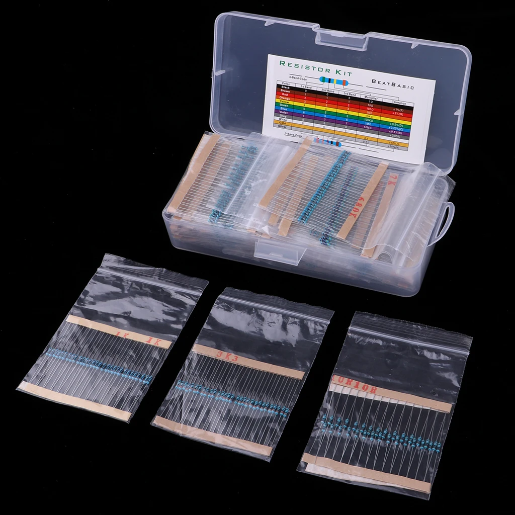 38 Values 1% Tolerance Resistor Kit Assortment 0 Ohm-1M Ohm (Pack of 1140)