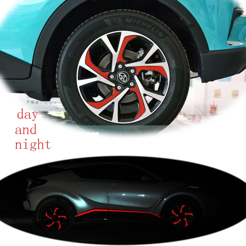 자동차 휠 허브 방수 반사 스티커 컬러 자동차 데칼, C-HR CHR 4 휠 세트