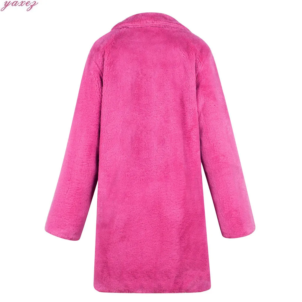Зимнее длинное пальто из искусственного меха для женщин, розовое зимнее пальто из искусственного меха с плюшевым мишкой, куртки для девушек, теплый джемпер, верхняя одежда, пальто
