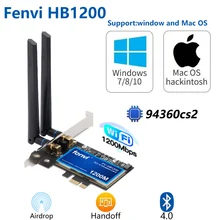 FV-HB1200 Desktop MacOS Hackintosh BCM94360CS2 Wifi Card Dual band 1200Mbps Bluetooth 4.0 PCI-E Wireless Wi-Fi Adapter 802.11ac