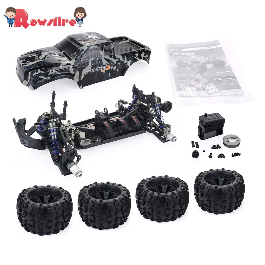 

ZD Racing MT8 Pirates3 1/8 4WD 90km/h DIY Monster Truck Car Frame Kit - KIT Version Camouflage