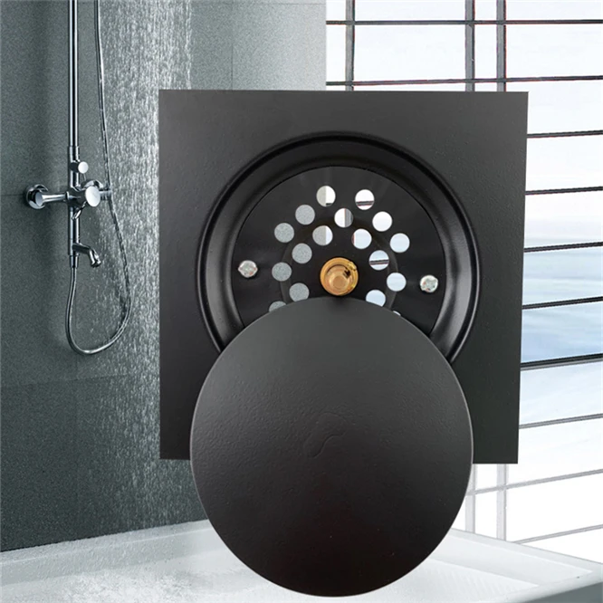 Black Floor Drain Square Pop Up Floor Drain-Floor Cover Shower Room Push Down Drain Plug Anti-odor Bath Shower Drain Home decor images - 6