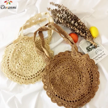 

DORANMI Hollow Out Straw Shoulder Bag For Women 2020 Summer Straw Knitted Messenger Circular Crossbody Bags Bolsos Mujer BG418
