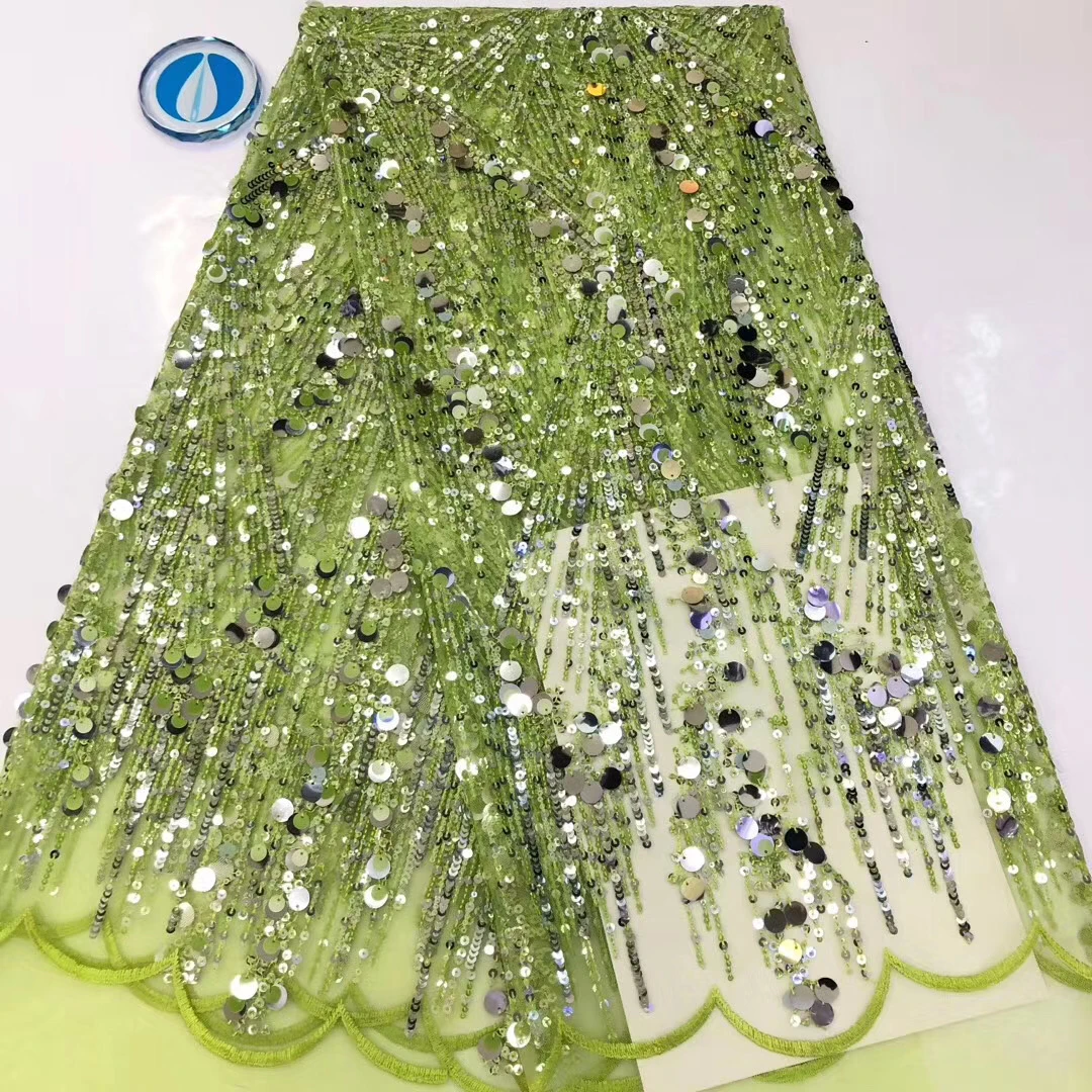 

Sequin lace lace, tulle lace dress African fabric, Nigeria embroidered lace dress fabric D37691
