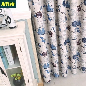 

Full shade Blackout Curtains Screens Mediterranean Style Children's Room Living Room Balcony Suitable wp237t3