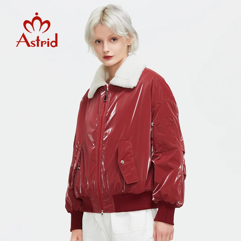 Astrid 2022 여성 가을 겨울 자켓 여성 parkas 여성 Overcoat Red padded coats 패션 모피 가죽 Outerwear girls