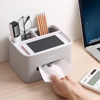 

Multipurpose Desktop organizer Creative Tissue Box Living Room Coffee Table Plastic Paper Towel Storage Boxes organizador