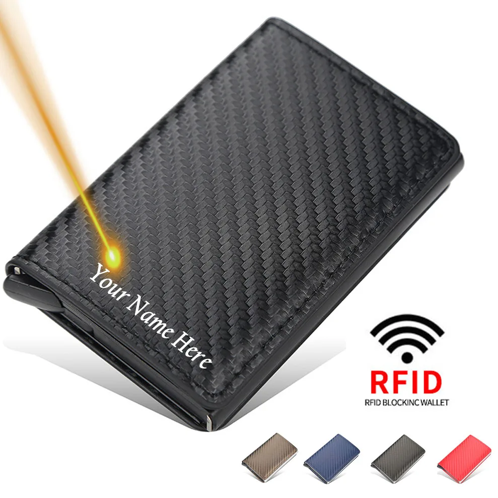 

Men Women Card Holder Carbon Leather Anti RFID Blocking ID Credit Case Wallet Slim Small Mini Wallets Purse Carteira Masculina