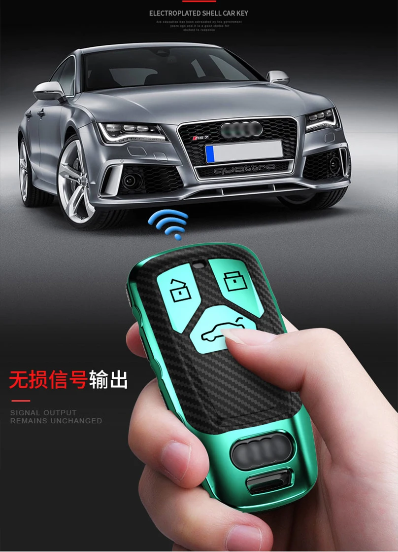 TPU+ углеродного волокна зерна автомобиля чехол, держатель для ключа для Audi A4 A4L 8S Allroad B9 Q5 Q7 TT TTS
