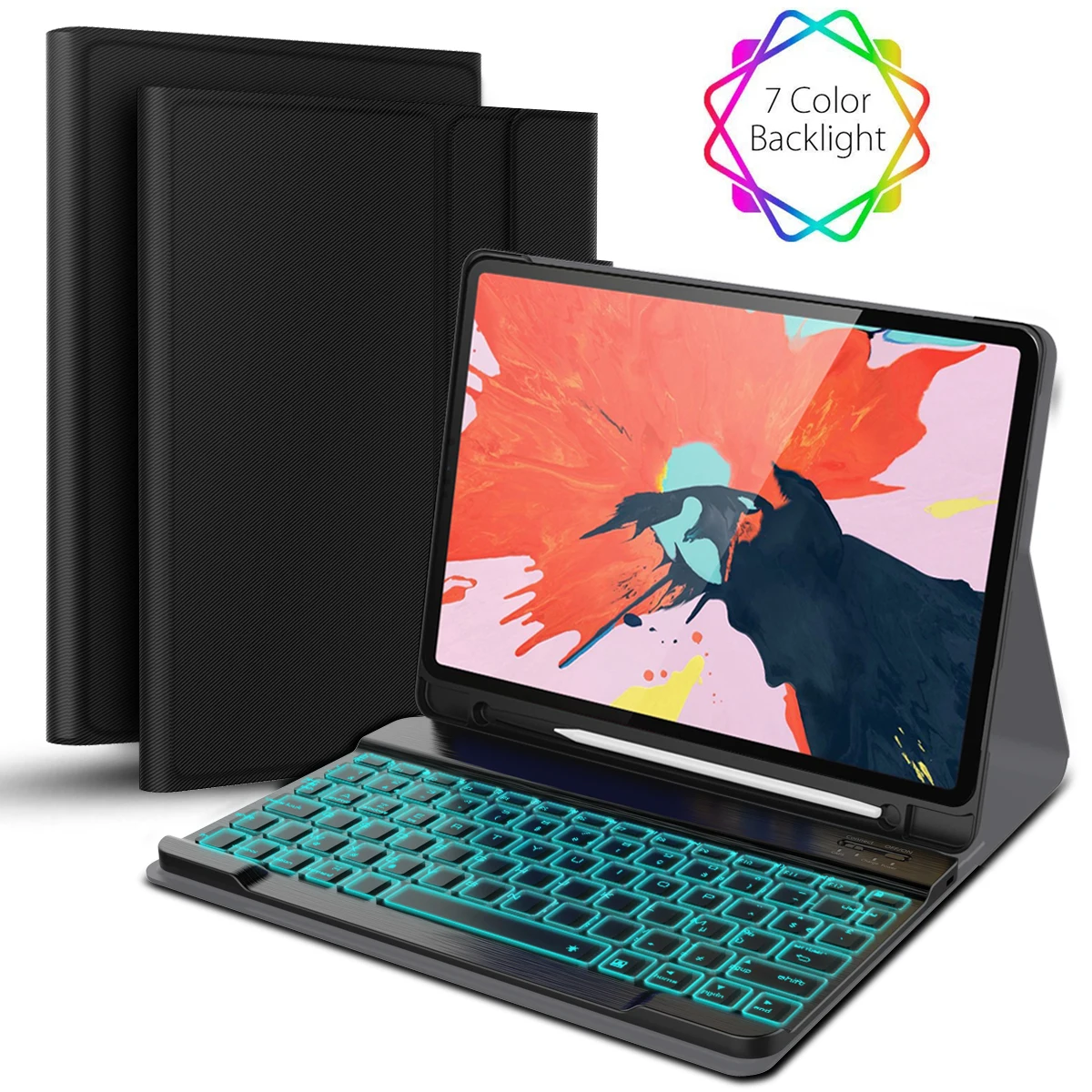 

7 Colors Backlit French Keyboard Case For IPad Pro 11 Inch 2018 Separable Tablet Bluetooth Keyboard Leather Case With Pen Holder