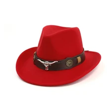 Мужская и Женская шерстяная ковбойская шляпа в стиле вестерн с кожаным ремешком Sombrero Hombre, шляпа с широкими полями, джазовая шляпа, размер 56-58 см