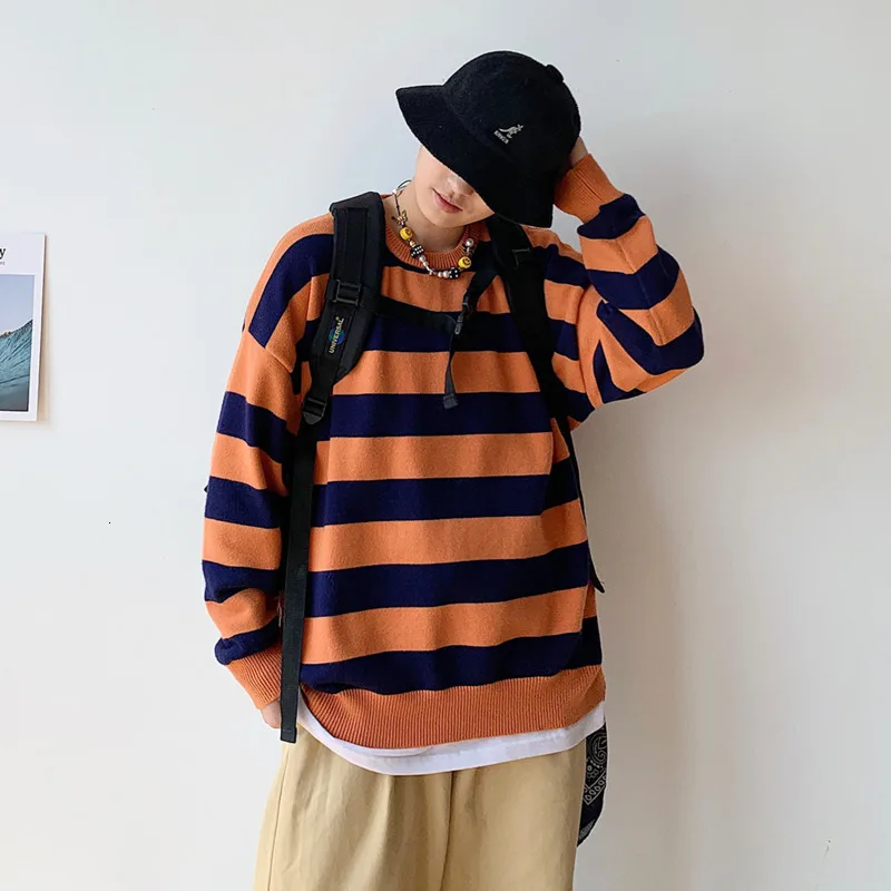 Winter Striped Sweater Men Warm Fashion Pullover Men Contrast Color Casual Knit Sweter Loose Long-sleeved Sweaters Man Clothes Winter Striped Sweater Men Warm Fashion Pullover Men Contrast Color Casual Knit Sweter Loose Long-sleeved Sweaters Man Clothes