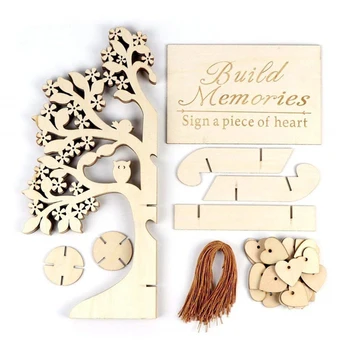 

DIY Wedding Party signing card signature wishing tree Guest Book Tree Wooden love Hearts Pendant Drop Ornaments Party Decoration