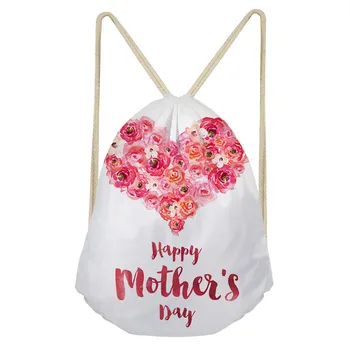 

Happy Mother's Day Gift Drawstring Bag With Garland Print Soft And Convenient Backpack Canvas Bag Women Messenger Bags Mochila