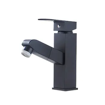 

Hot and cold washbasin retractable high standard copper body universal pull-out basin faucet practical