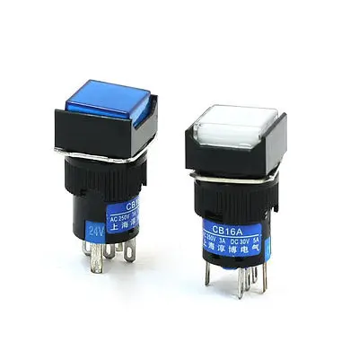 

2Pcs NO NC Light Sign Rectangle Self Lock Push Button Switch DC 24V