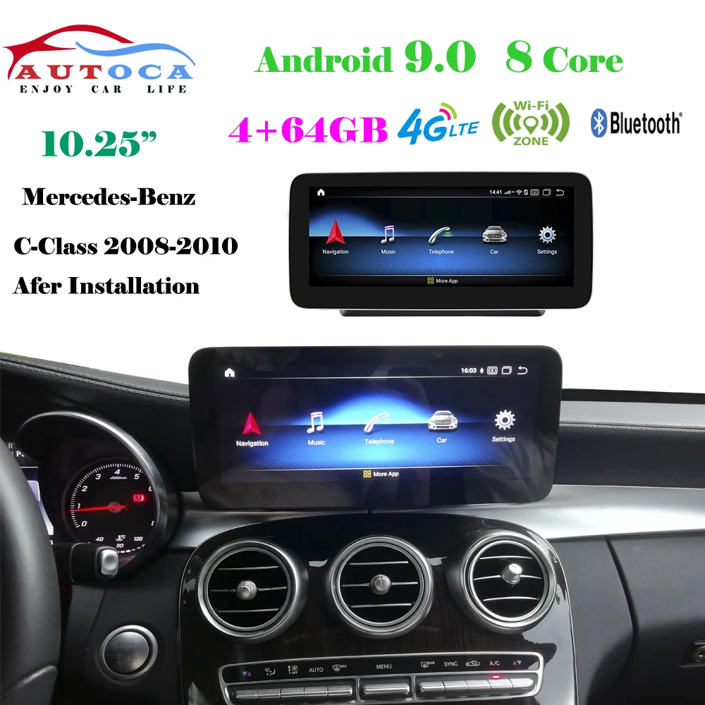 10,2" Автомобильный дисплей Adnroid для Mercedes Benz GLC C Class W205- Авто Радио экран с gps навигацией Bluetooth 4G