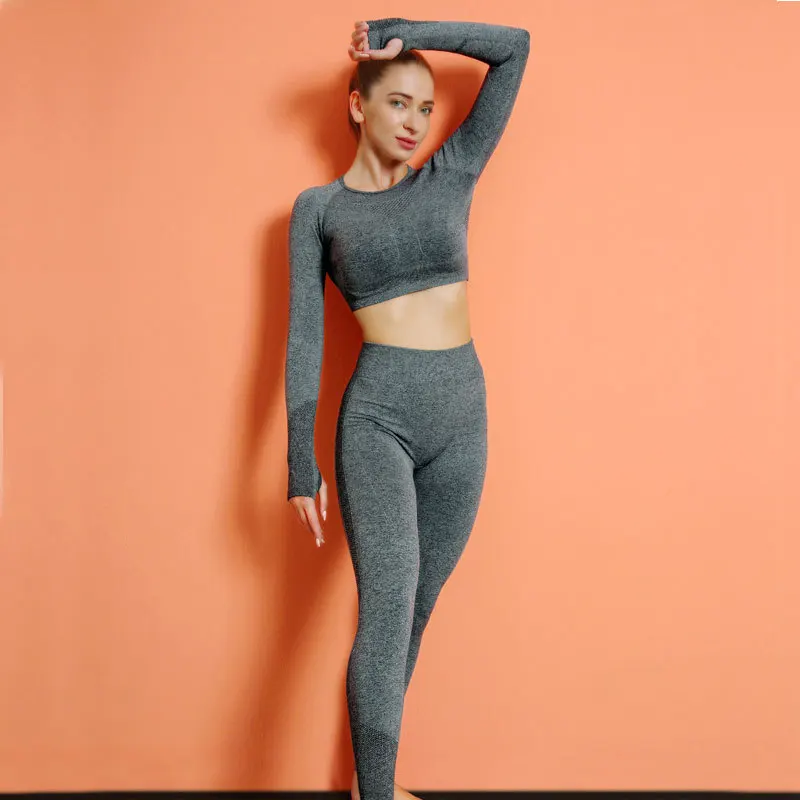 

Autumn and Winter Yoga Suit Hip-Lifting Yoga Pants Long-Sleeved Quick-Drying Fitness Clothes Seamless Yoga Clothes Women