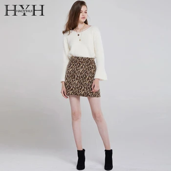 

HYH Haoyihui 2019 New Fashion Autumn Simple Solid Color Sweet Wind Small Design V-neck Cross Straps Ruffled Sleeve Sweater