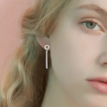 

Special exotic style individual temperament with thin and long tassel S925 silver pin earrings earrings earrings earrings female