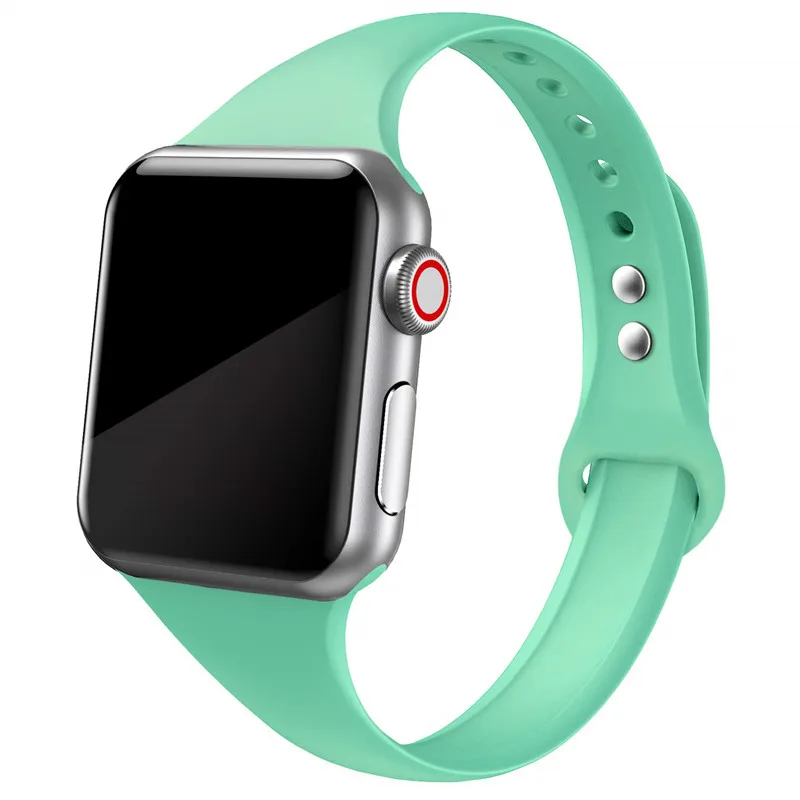 Ремешок для Apple watch band 5 4 44 мм 40 мм correa iwatch 4 3 2 42 мм 38 мм спортивный силиконовый браслет pulseira аксессуары для Apple watch - Цвет ремешка: 54-Spearmint green