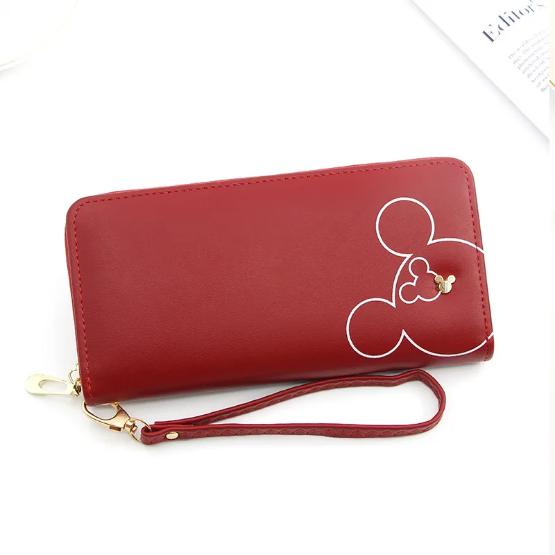 NEW Cute Design Wristband Women Long Clutch Wallet Female Money Purse Phone Pocket Large Capacity Lady Zipper Wallets Red Pink - Цвет: Красный