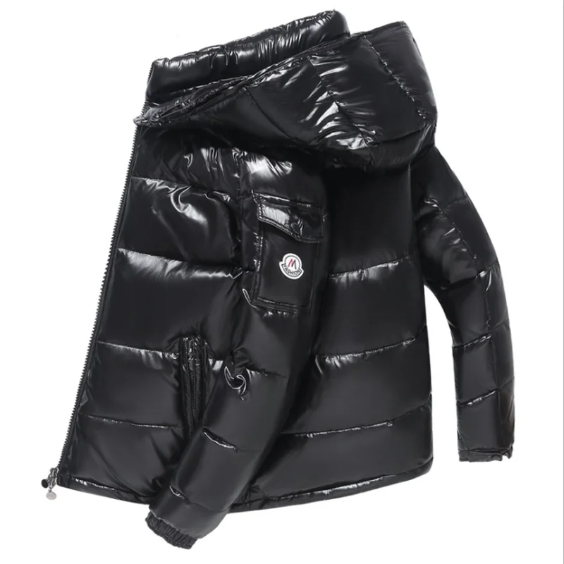 

2020 new metal shiny men and women warm down jacket solid color OW black winter snow down jacket hooded 19SS