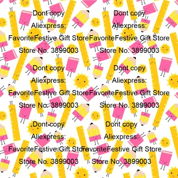 

back to school fabric by the yard Calculator paper clip School Bus Pencil ruler silk Cotton fabric for Tissue Kids Home Textile