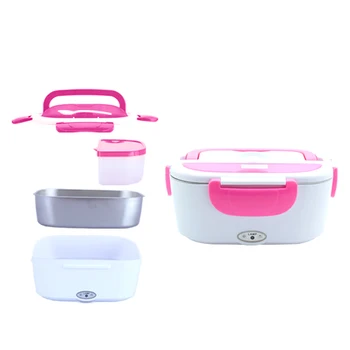 

Portable Electric Heating Lunch Box 110V-220V Stainless Steel Food Warmer Container with Compartments Removable for Home Office