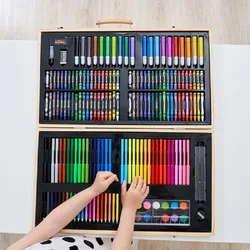 New 180PC Paintbrush Crayon Painting Set Children's School Supplies Watercolor Pen Art Set Water Oil Pastel Crayons for Kids