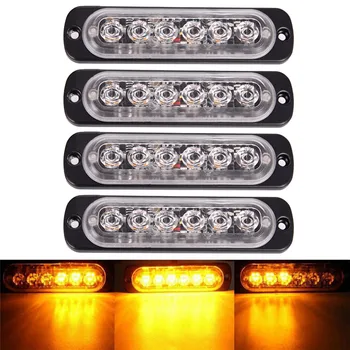 

Universal 6 LED 12 - 24V 18W Slim Amber Motor Turn Running Lights Flash Light Bar Car Vehicle Emergency Warning Strobe Lamp