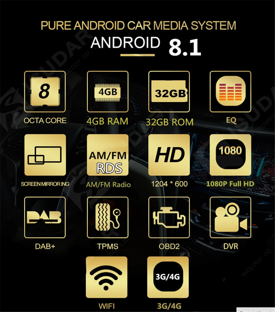 1Din " Android 8,1 автомобильный мультимедийный плеер 1080P сенсорный экран Восьмиядерный 4 Гб ОЗУ 32 Гб ПЗУ gps Wifi RDS 3g 4G BT DAB Зеркало Ссылка
