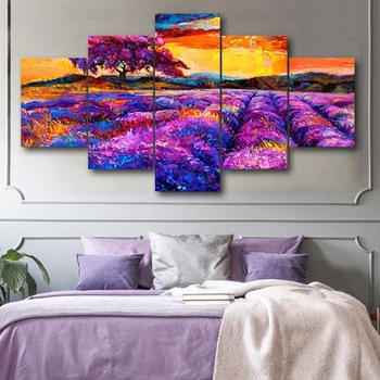 

Purple Sunset Glow Field Canvas Painting Calligraphy Living Room Decor Art Prints Home Modern Interior Decor Frameless